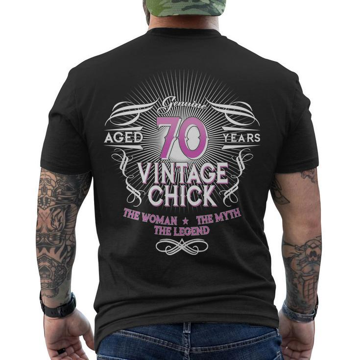 Genuine Aged 70 Years Vintage Chick 70Th Birthday Tshirt Men's Crewneck Short Sleeve Back Print T-shirt