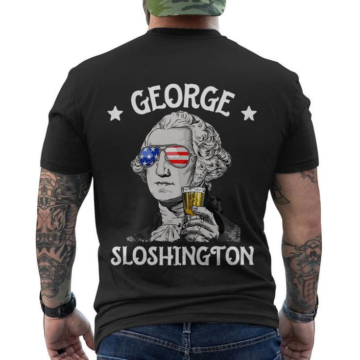 George Sloshington Washington 4Th Of July Usa Flag Men's Crewneck Short Sleeve Back Print T-shirt
