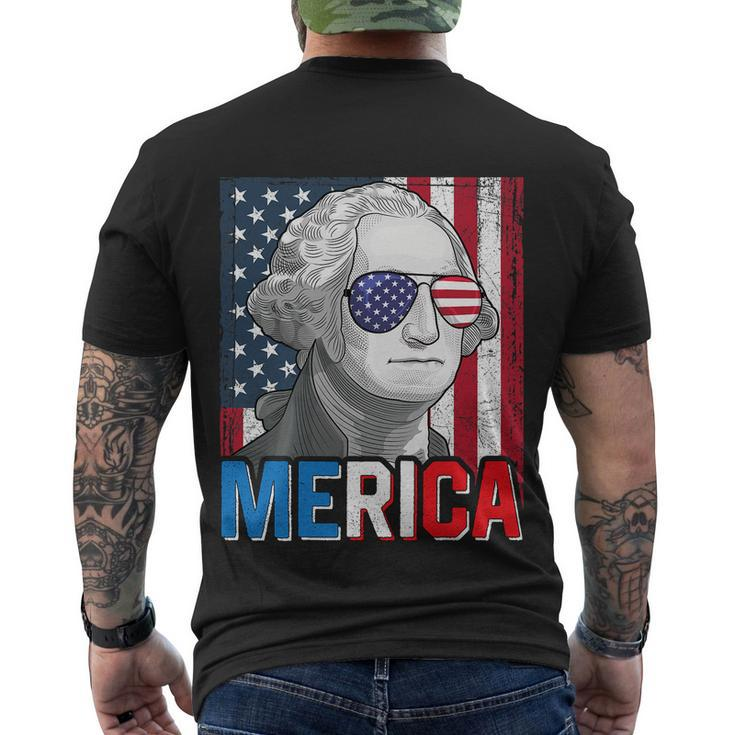 George Washington 4Th Of July Merica Men Women American Flag Men's Crewneck Short Sleeve Back Print T-shirt