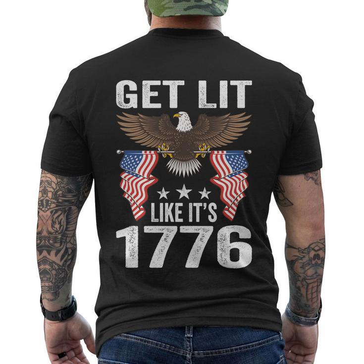 Get Lit Like It’S 1776 Eagle American Patriotic 4Th Of July Gift Men's Crewneck Short Sleeve Back Print T-shirt