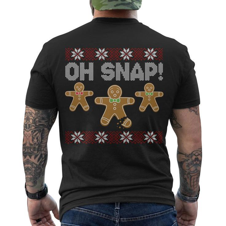 Gingerbread Oh Snap Ugly Christmas Sweater Men's Crewneck Short Sleeve Back Print T-shirt
