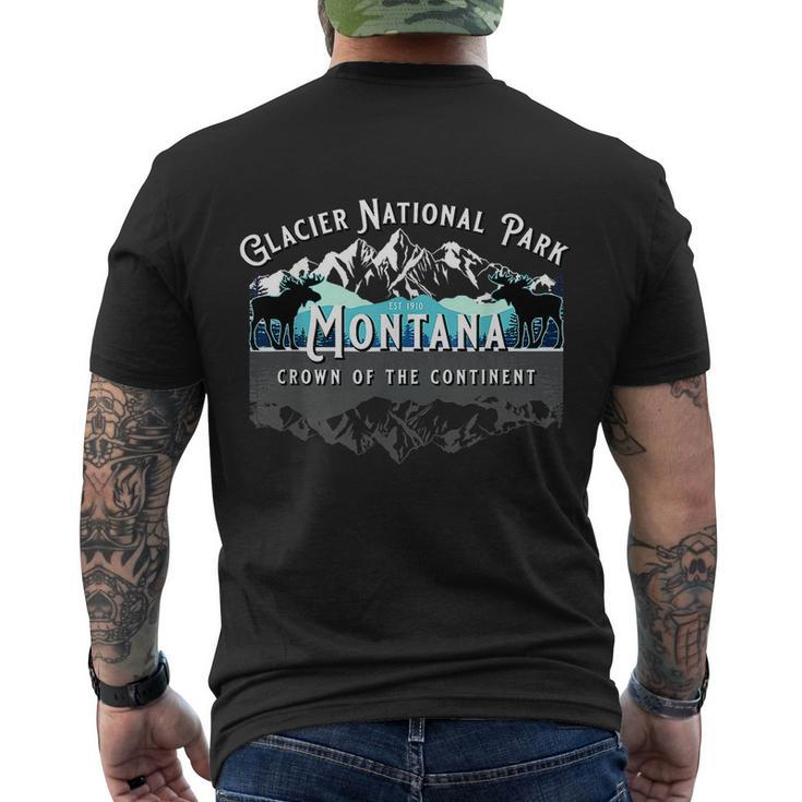 Glacier National Park Montana Moose Hiking Camping Souvenir Men's Crewneck Short Sleeve Back Print T-shirt