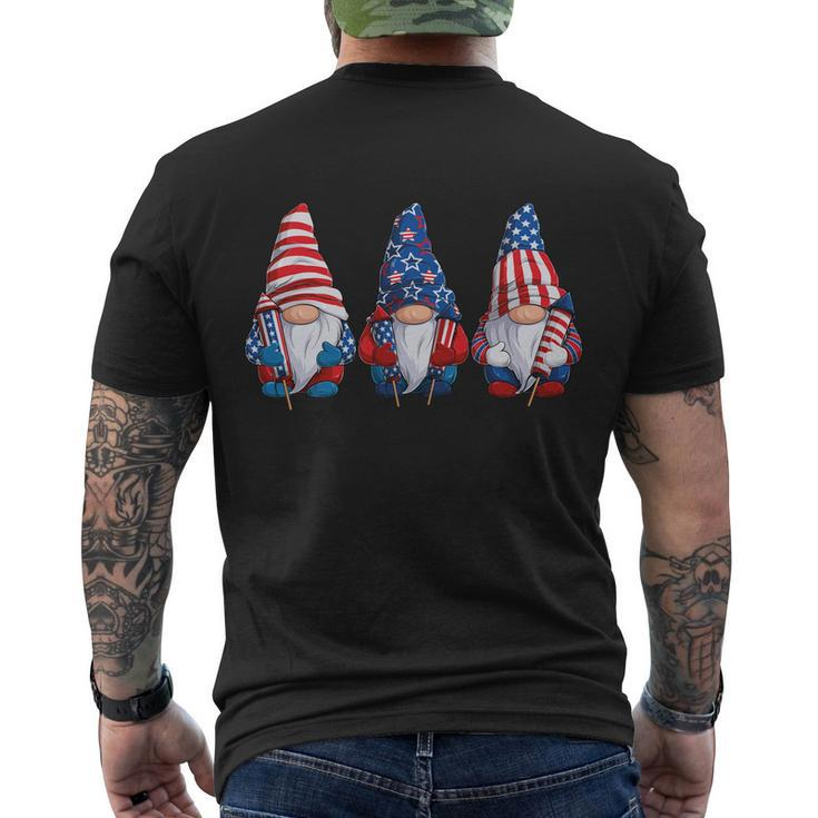 Gnomes Patriotic American Flag Cute Gnomes 4Th Of July Gift Men's Crewneck Short Sleeve Back Print T-shirt