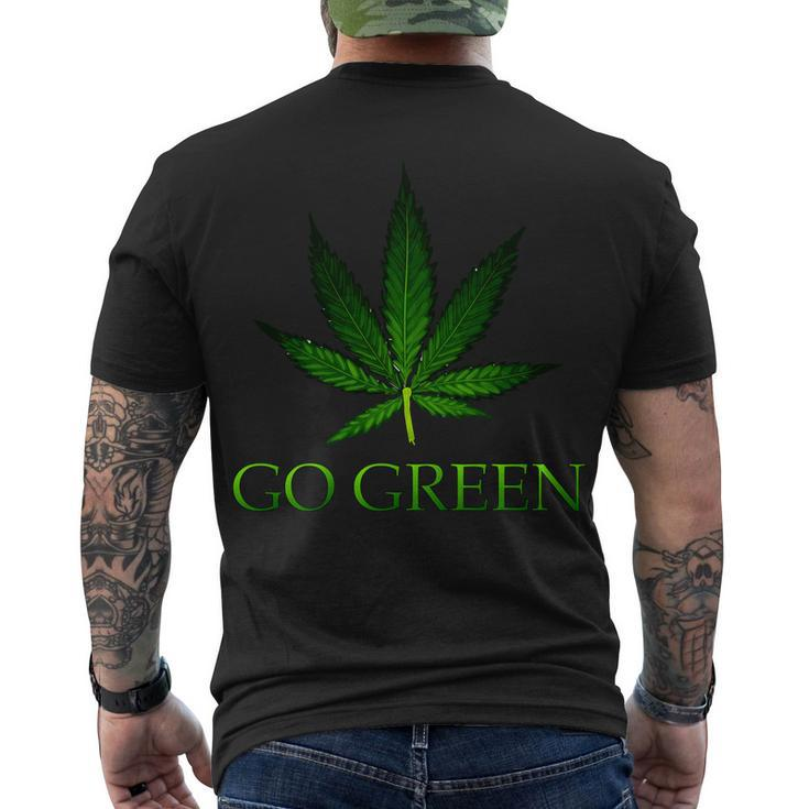 Go Green Medical Marijuana Weed Men's Crewneck Short Sleeve Back Print T-shirt