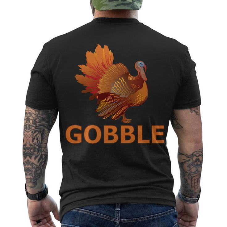 Gobble Turkey Thanksgiving Tshirt Men's Crewneck Short Sleeve Back Print T-shirt