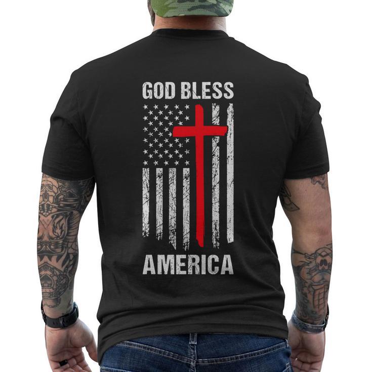 God Bless America Fourth Of July Christian Patriot Usa Flag Funny Gift Men's Crewneck Short Sleeve Back Print T-shirt