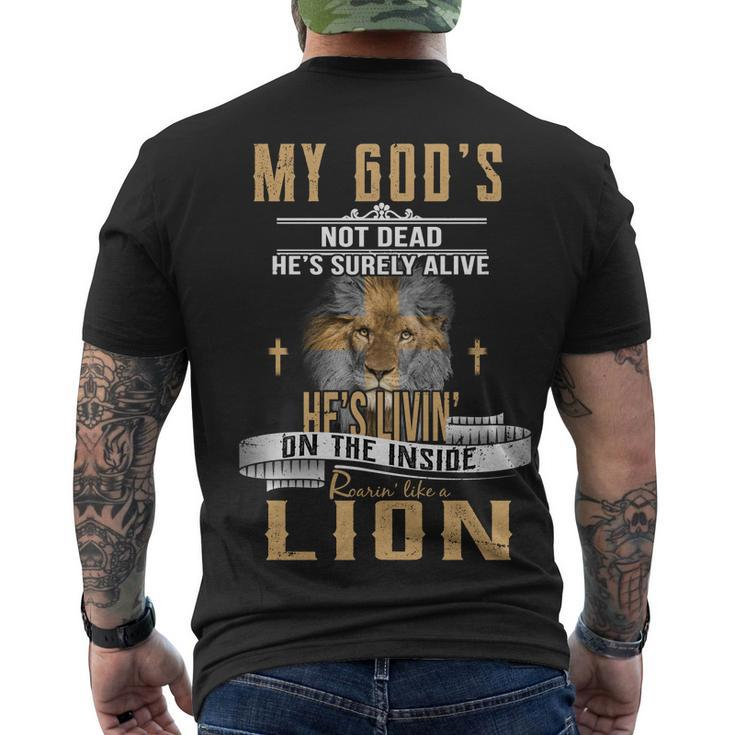 God Living On The Inside Roaring Like A Lion Men's Crewneck Short Sleeve Back Print T-shirt