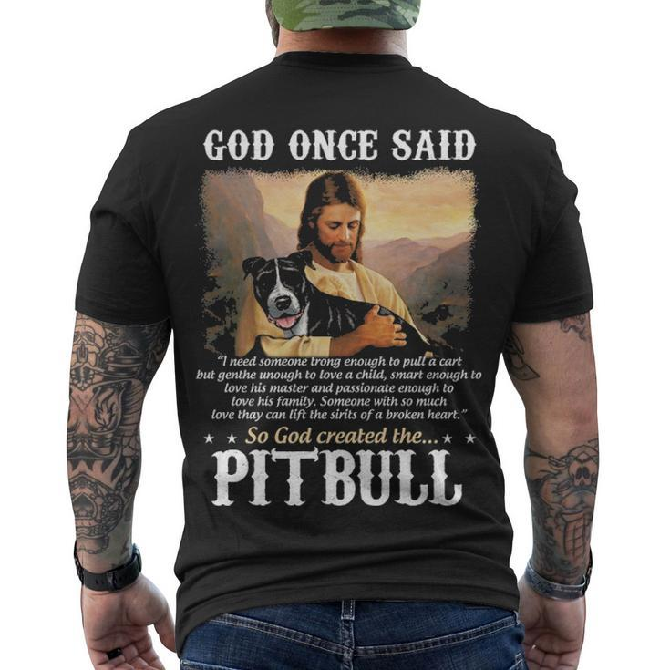 God And Pitbull Dog God Created The Pitbull Men's T-shirt Back Print