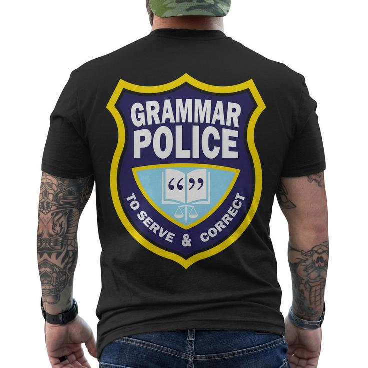 Grammar Police Badge Tshirt Men's Crewneck Short Sleeve Back Print T-shirt