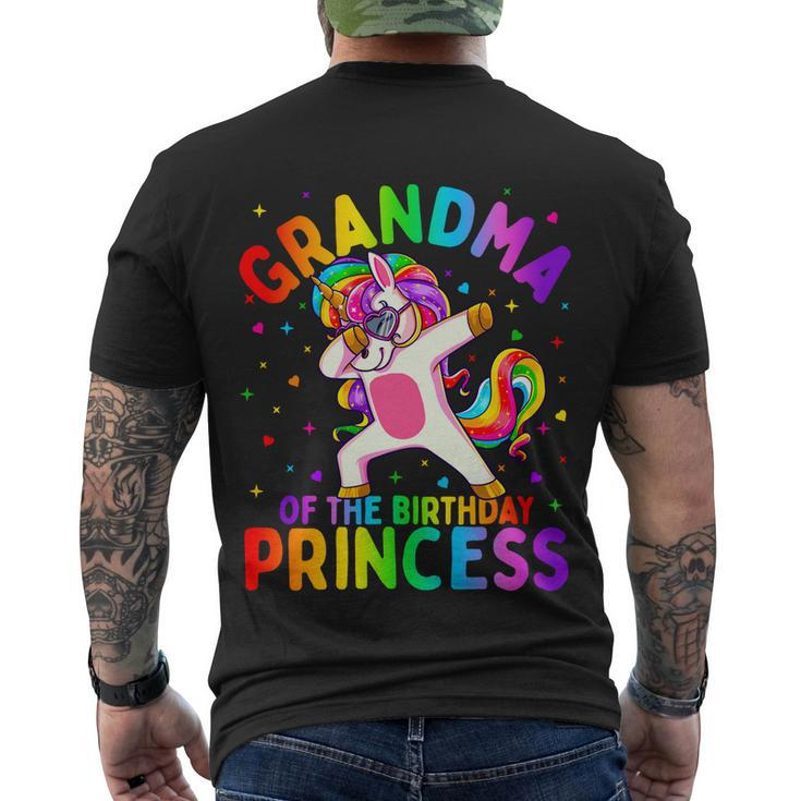 Grandma Of The Birthday Princess Girl Dabbing Unicorn Gift Men's Crewneck Short Sleeve Back Print T-shirt