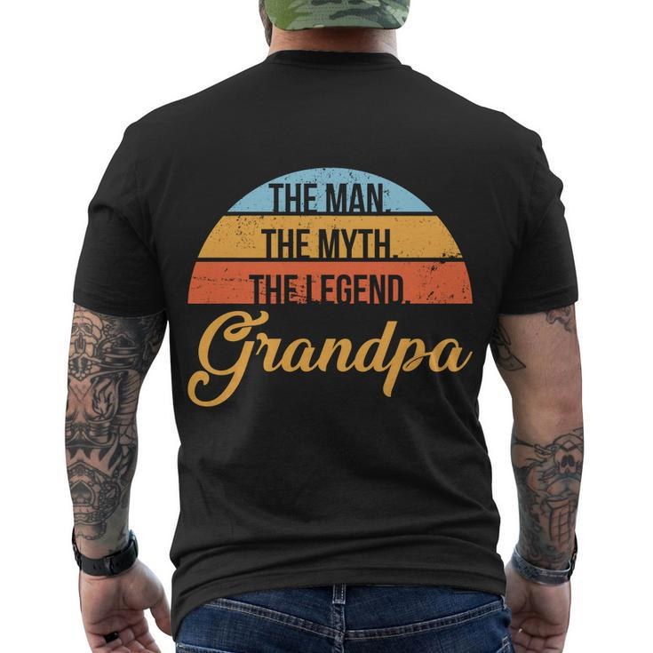Grandpa The Man The Myth The Legend Saying Tshirt Men's Crewneck Short Sleeve Back Print T-shirt