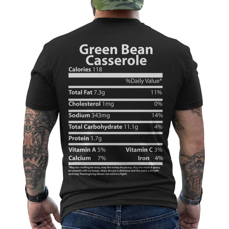Green Bean Casserole Nutritional Facts Funny Thanksgiving Men's Crewneck Short Sleeve Back Print T-shirt