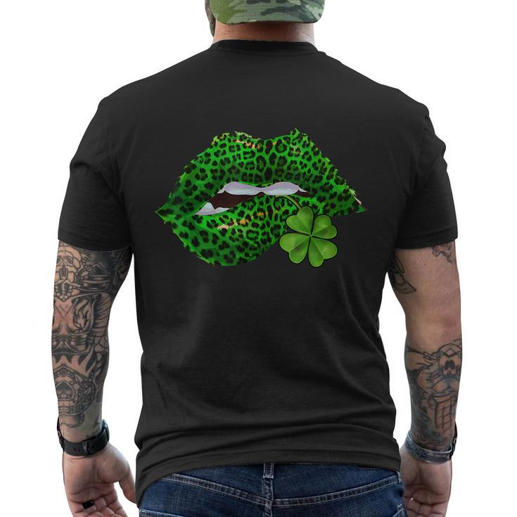 Green Lips Sexy Irish Leopard Shamrock St Patricks Day Men's T-shirt Back Print