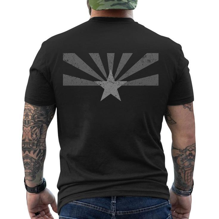 Grey Style Arizona State Flag Distressed Men's Crewneck Short Sleeve Back Print T-shirt