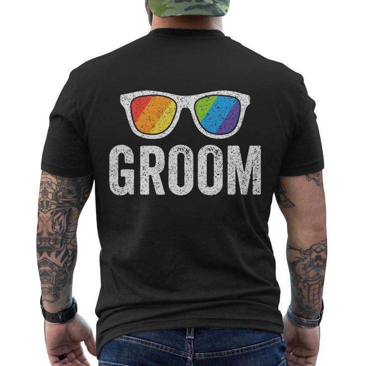 Groom Bachelor Party Lgbt Same Gay Wedding Husband Men's Crewneck Short Sleeve Back Print T-shirt