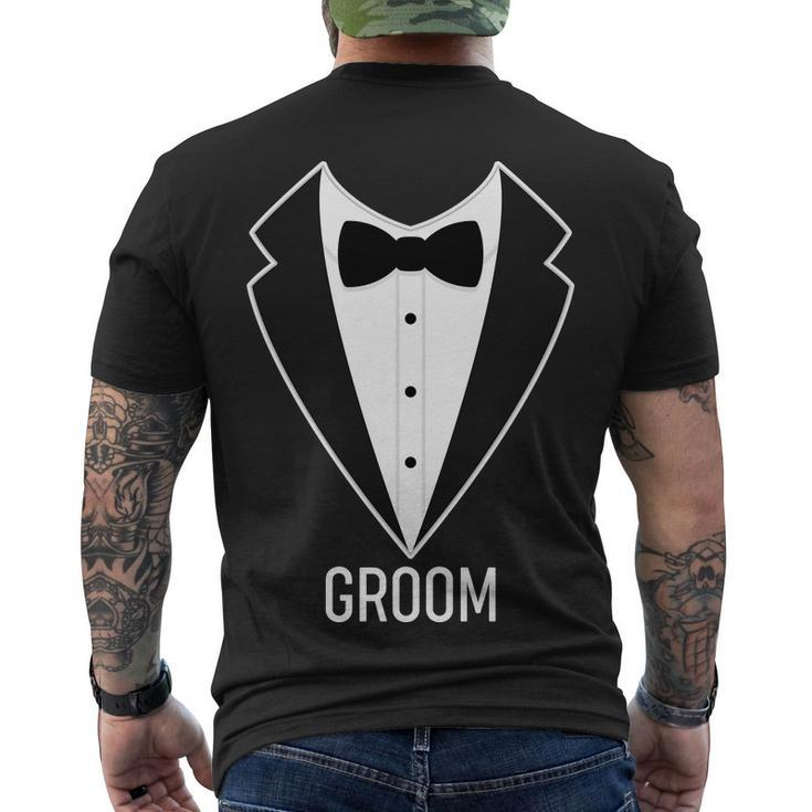 Groom Wedding Tuxedo Tshirt Men's Crewneck Short Sleeve Back Print T-shirt