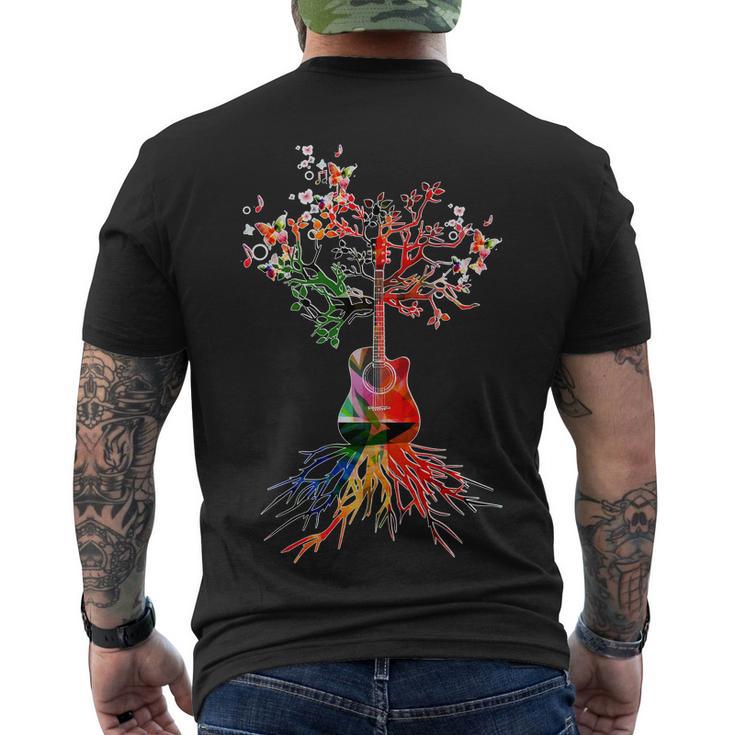 Guitar Roots Tree Of Life Tshirt Men's Crewneck Short Sleeve Back Print T-shirt