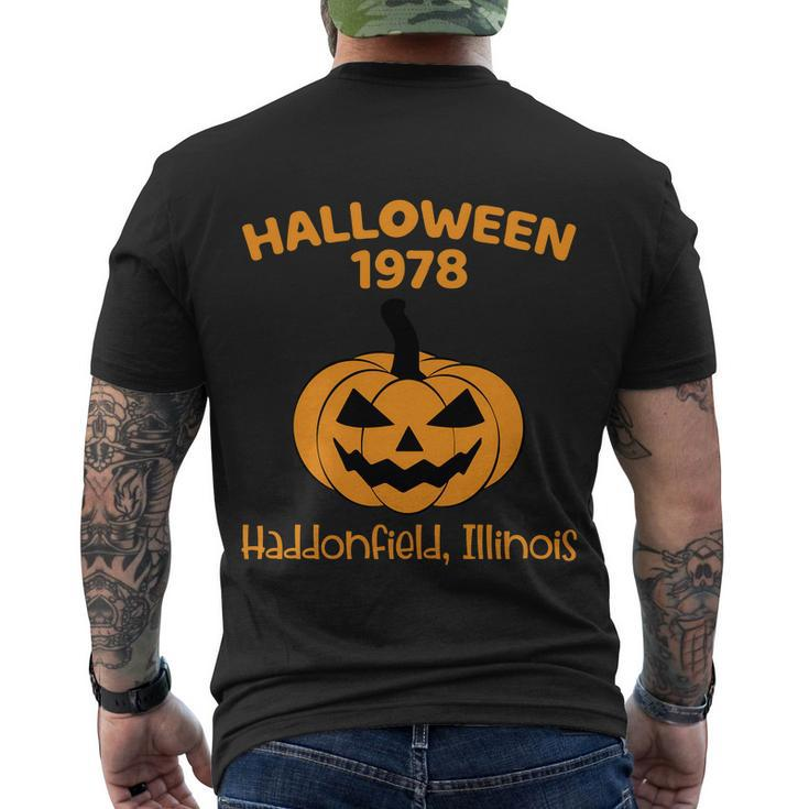 Halloween 1978 Haddonfield Illinois Halloween Quote Men's Crewneck Short Sleeve Back Print T-shirt
