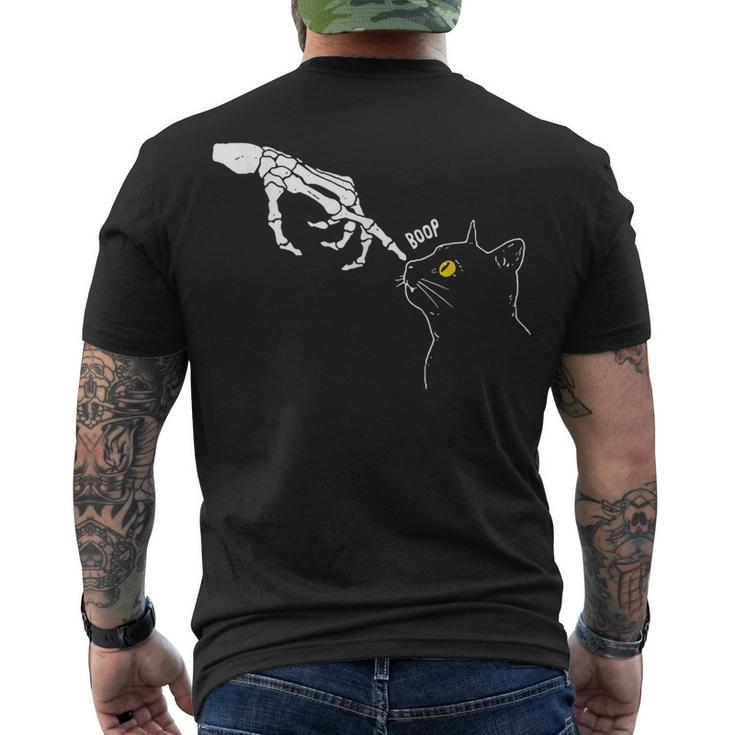 Halloween Cat Black Lover Skeleton Hand Boop Men's T-shirt Back Print