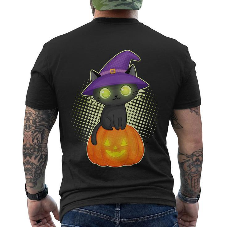 Halloween Cute Halloween Cute Witch Kitten With Pumpkin Men's T-shirt Back Print