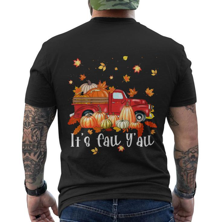 Halloween Its Fall Yall Pumpkins Maple Farm Truck Autumn Fall Men's T-shirt Back Print