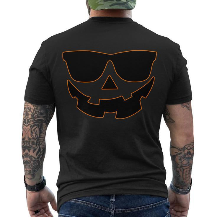 Halloween Jack-O- Lantern With Shades Men's Crewneck Short Sleeve Back Print T-shirt
