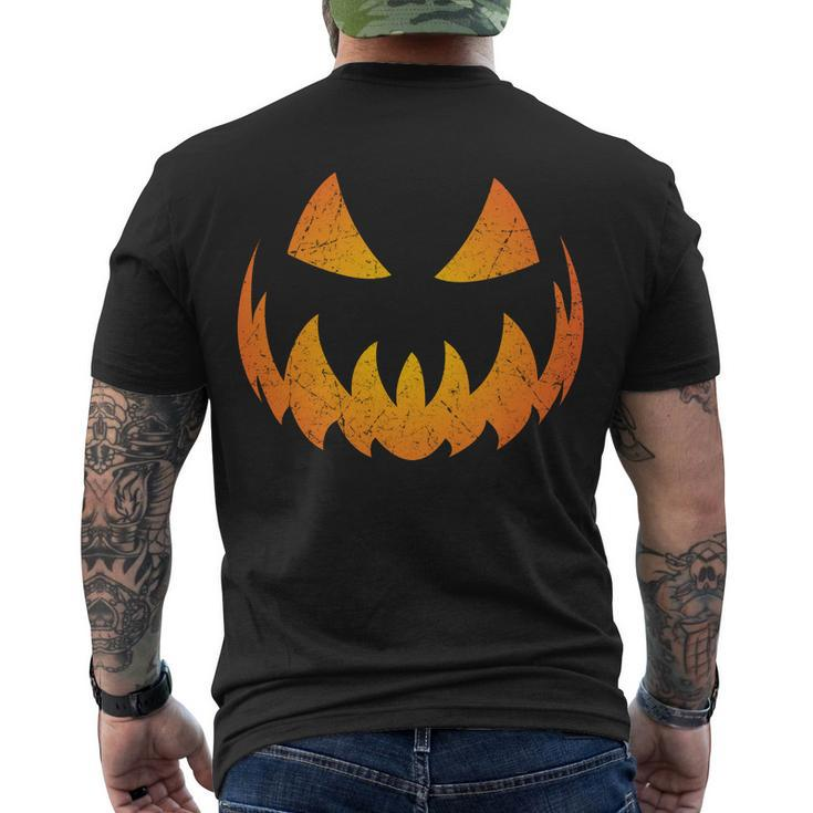 Halloween Pumpkin Jack Olantern Face Men's Crewneck Short Sleeve Back Print T-shirt