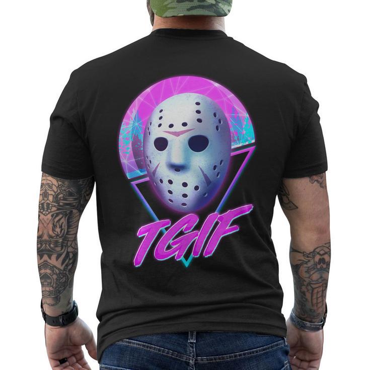 Halloween Retro 80S Tgif Jason Mask Tshirt Men's Crewneck Short Sleeve Back Print T-shirt