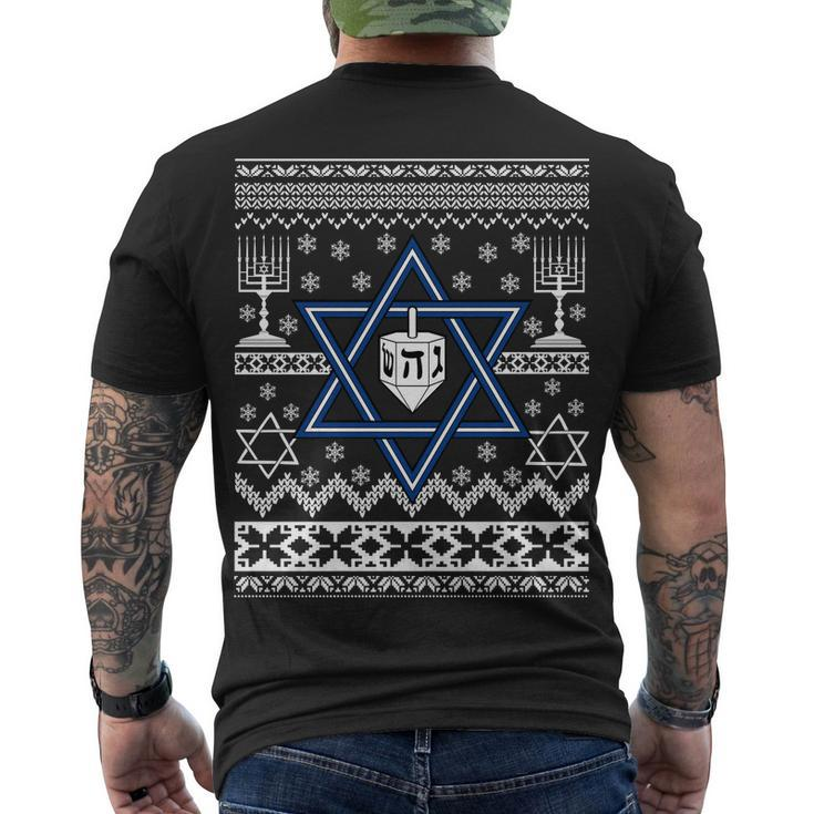 Hanukkah Ugly Christmas Sweater Men's Crewneck Short Sleeve Back Print T-shirt