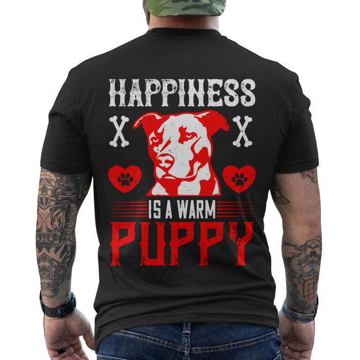 Happiness Is A Warm Puppy Cute Dog Pitbull Dad Men's T-shirt Back Print
