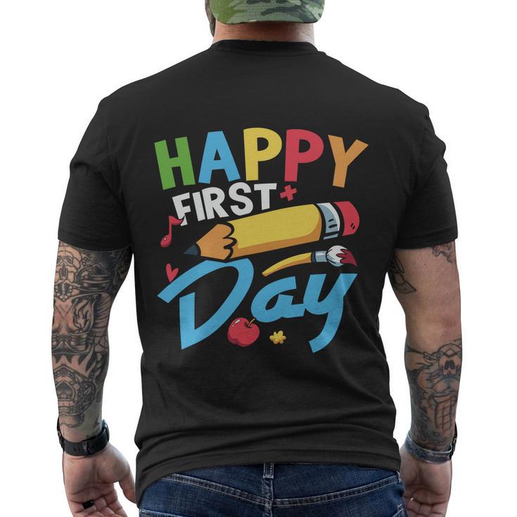 Happy 1St Day Welcome Back To School Graphic Plus Size Shirt For Teacher Kids Men's Crewneck Short Sleeve Back Print T-shirt