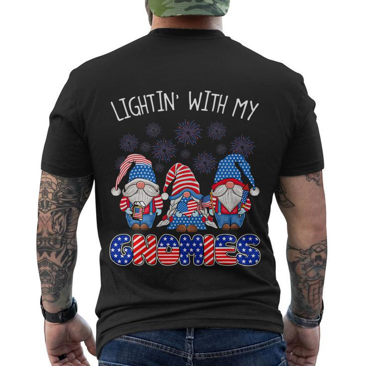 Happy 4Th Of July Lightin With My Gnomes Fireworks Men's Crewneck Short Sleeve Back Print T-shirt