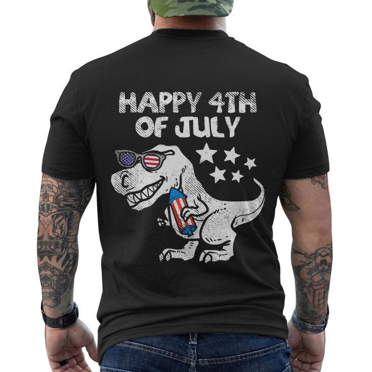 Happy 4Th Of July Trex Dinosaur American Dino Men's Crewneck Short Sleeve Back Print T-shirt