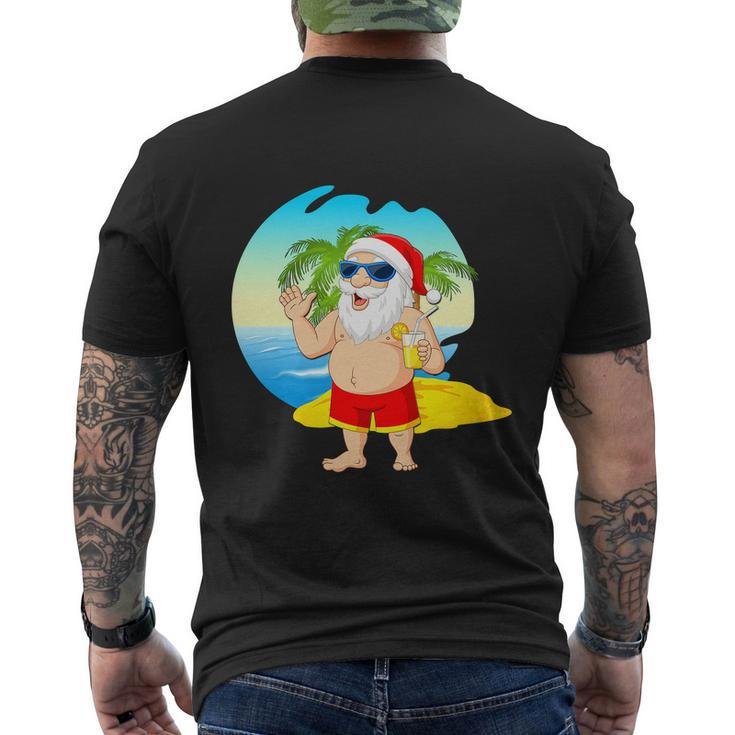 Happy Christmas In July 2022 Santa Hawaiian Beach Men's Crewneck Short Sleeve Back Print T-shirt