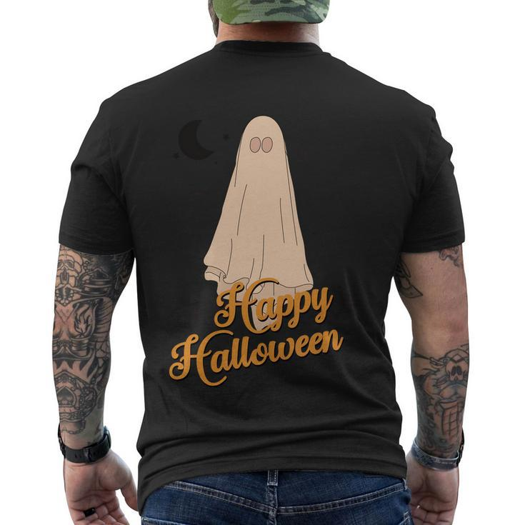 Happy Halloween Ghost Boo Halloween Quote Men's Crewneck Short Sleeve Back Print T-shirt