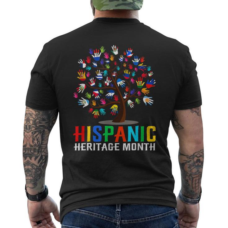 Happy Hand Flag Tree Root Latino National Hispanic Heritage Men's T-shirt Back Print