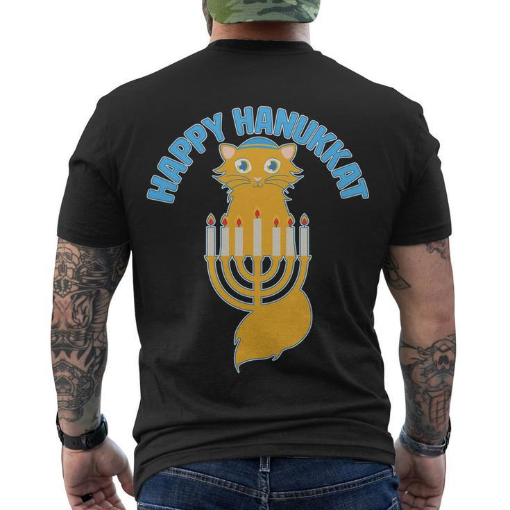 Happy Hanukkat Hanukkah Jewish Cat Men's Crewneck Short Sleeve Back Print T-shirt