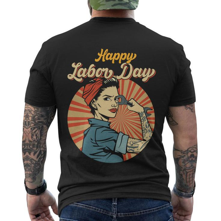 Happy Labor Day Gift Girl Strong Worker Movement Employer Funny Gift Men's Crewneck Short Sleeve Back Print T-shirt