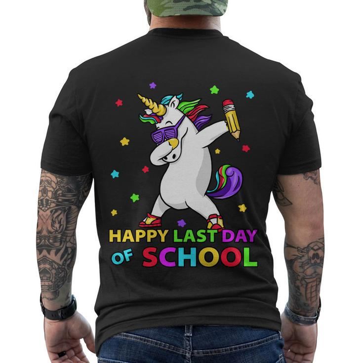 Happy Last Day Of School Funny Unicorn Cute Teacher Student Cute Gift Men's Crewneck Short Sleeve Back Print T-shirt