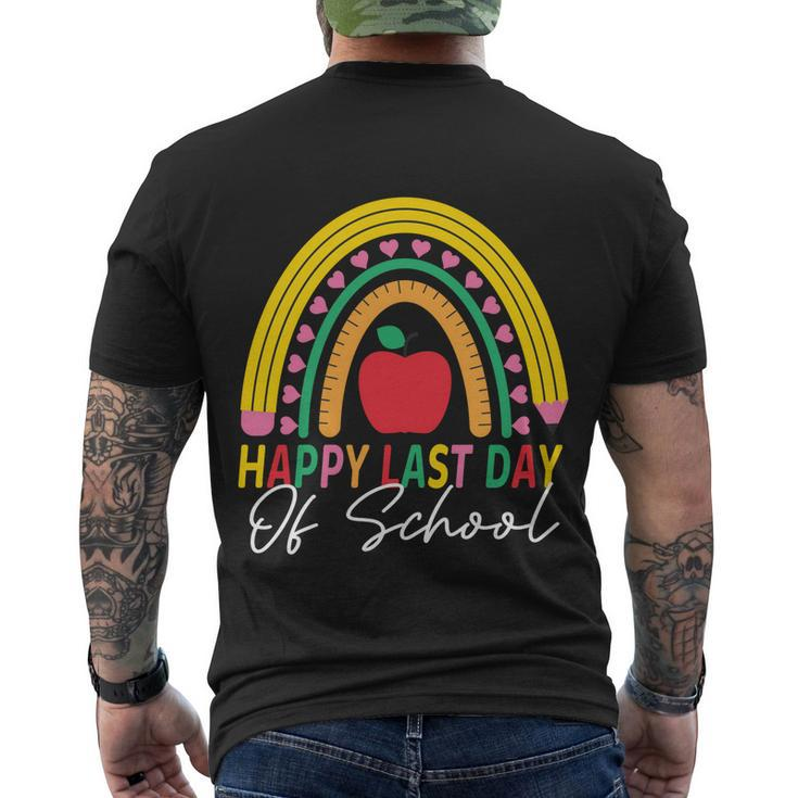 Happy Last Day Of School Rainbow Teacher Student Graduation Cute Gift Men's Crewneck Short Sleeve Back Print T-shirt