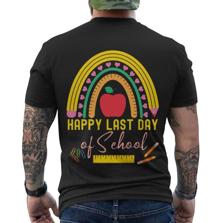 Happy Last Day Of School Teacher Student Graduation Rainbow Gift V2 Men's Crewneck Short Sleeve Back Print T-shirt