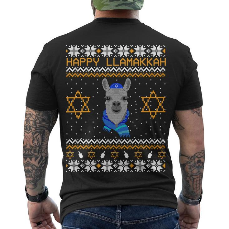 Happy Llamakah Ugly Hanukkah Tshirt Men's Crewneck Short Sleeve Back Print T-shirt
