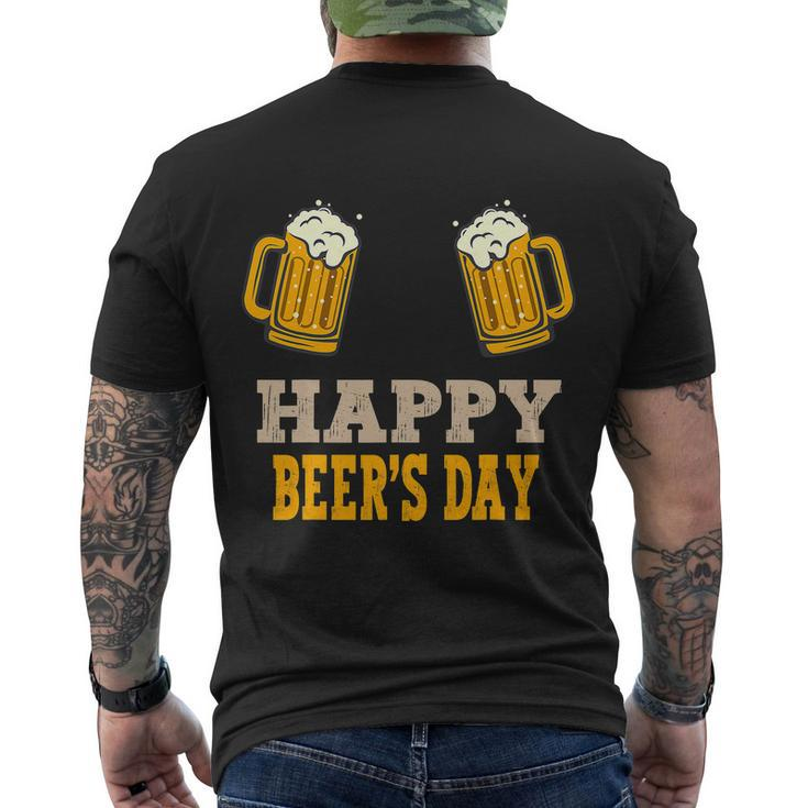 Happy National Beers Day Funny Graphic Art Beer Drinking Men's Crewneck Short Sleeve Back Print T-shirt
