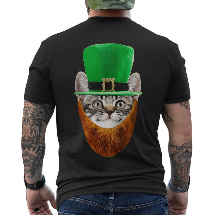 Happy St Catricks Day Funny Cat Ginger Beard St Patricks Day Tshirt Men's Crewneck Short Sleeve Back Print T-shirt