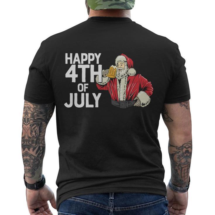 Happy Th Of July Santa Christmas In July Men's Crewneck Short Sleeve Back Print T-shirt