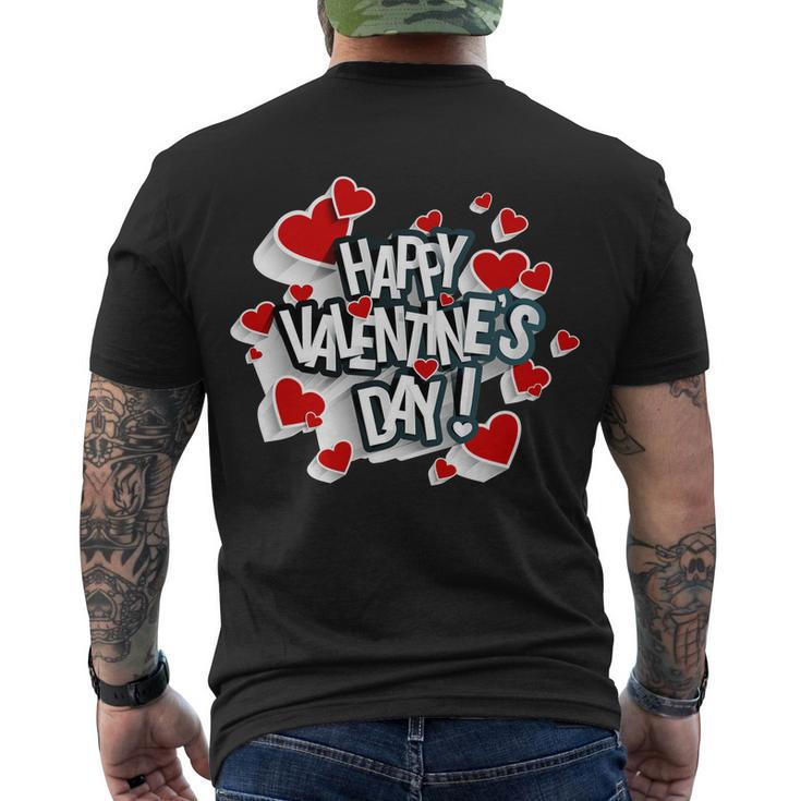 Happy Valentines Day Love Hearts Logo Men's Crewneck Short Sleeve Back Print T-shirt