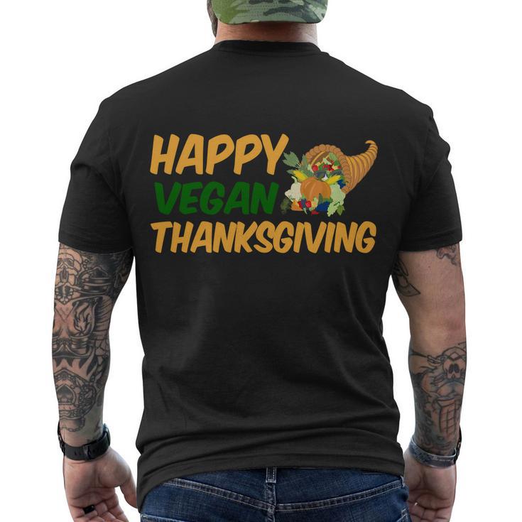 Happy Vegan Thanksgiving Tshirt Men's Crewneck Short Sleeve Back Print T-shirt