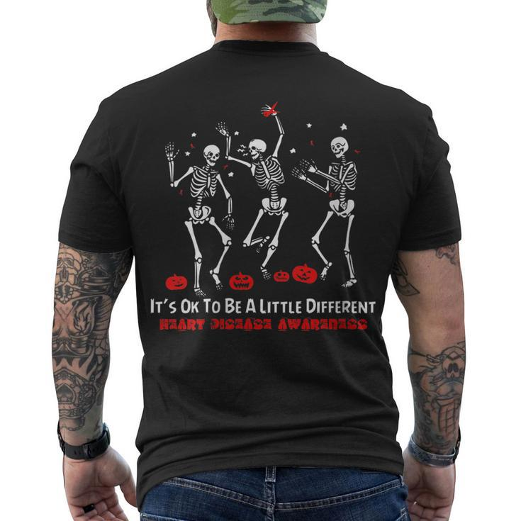 Heart Disease Awareness Dancing Skeleton Happy Halloween Men's T-shirt Back Print