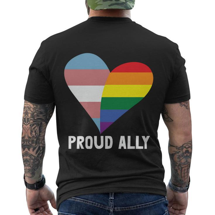 Heart Proud Ally Lgbt Gay Pride Lesbian Bisexual Ally Quote Men's Crewneck Short Sleeve Back Print T-shirt