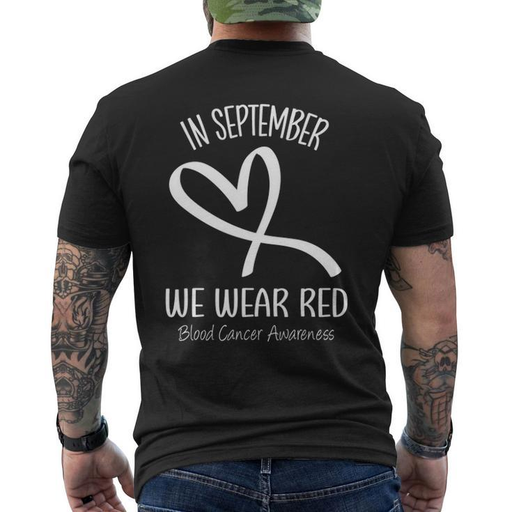 Heart In September We Wear Red Blood Cancer Awareness Ribbon Men's Back Print T-shirt